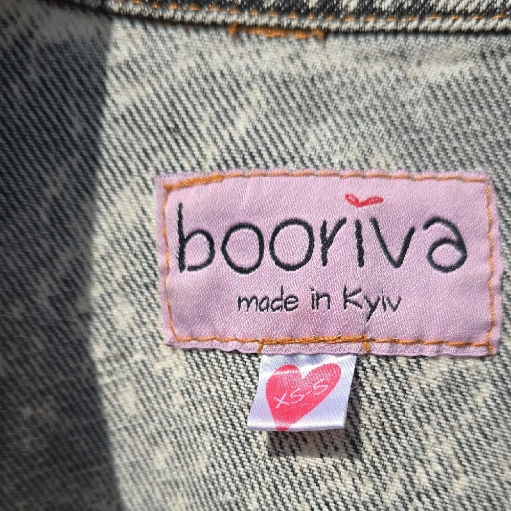 Two-Tone Distressed Denim Jacket - Light Blue/Washed Gray - Picture 2 of 4